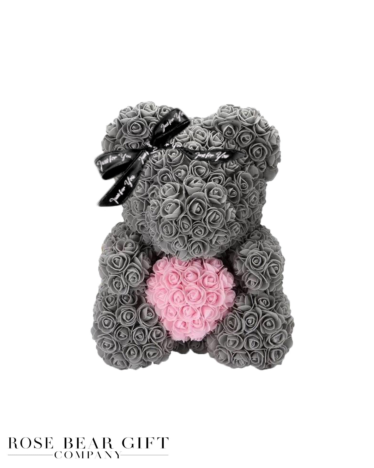 pink rose bear with heart