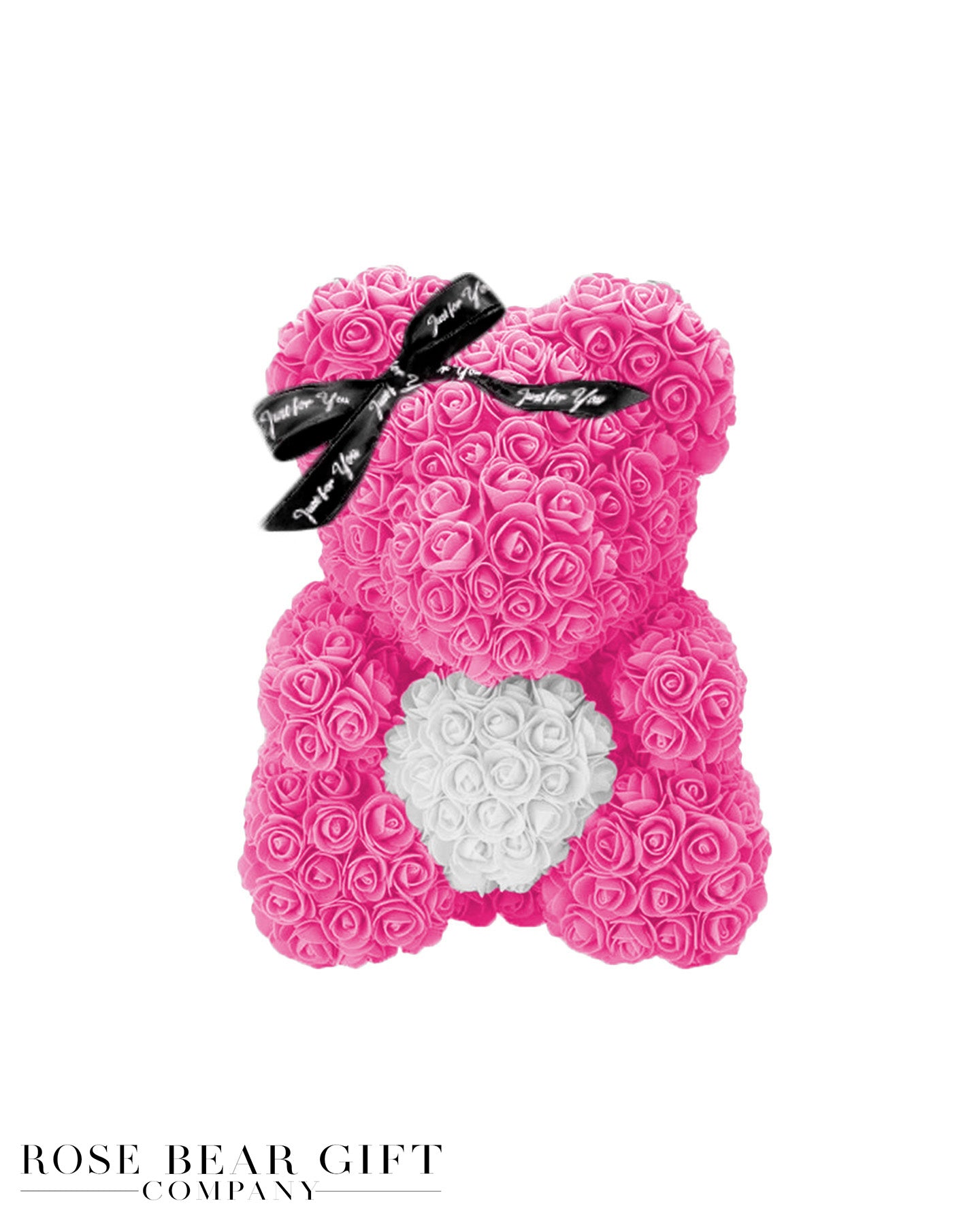 pink rose bear with heart