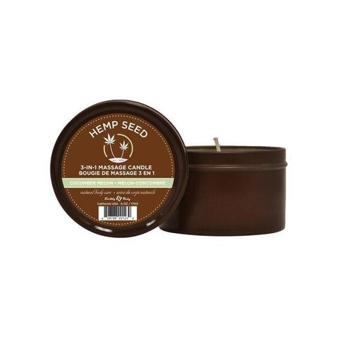 Earthly Body Hemp Seed 3 In 1 Massage Candle - Cucumber Melon 6 Oz - Romantic Blessings