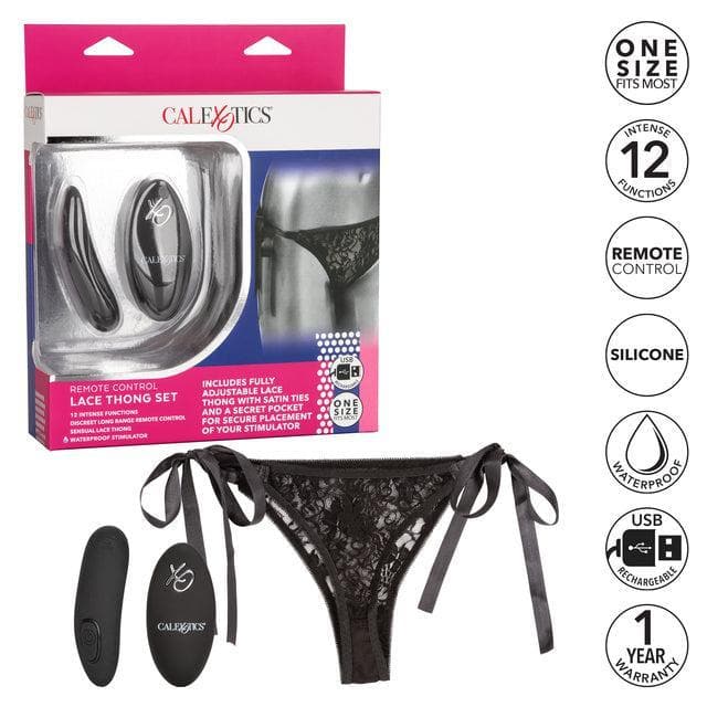 Silicone Rechargeable Lace Thong Panty 3 Piece Vibrator With Remote Control - Romantic Blessings