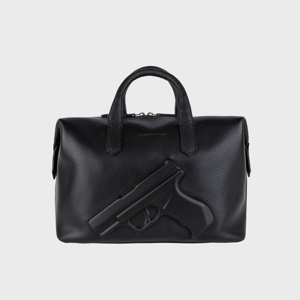 Vlieger & Vandam - Purse Gun Black, embossed leather gun bag