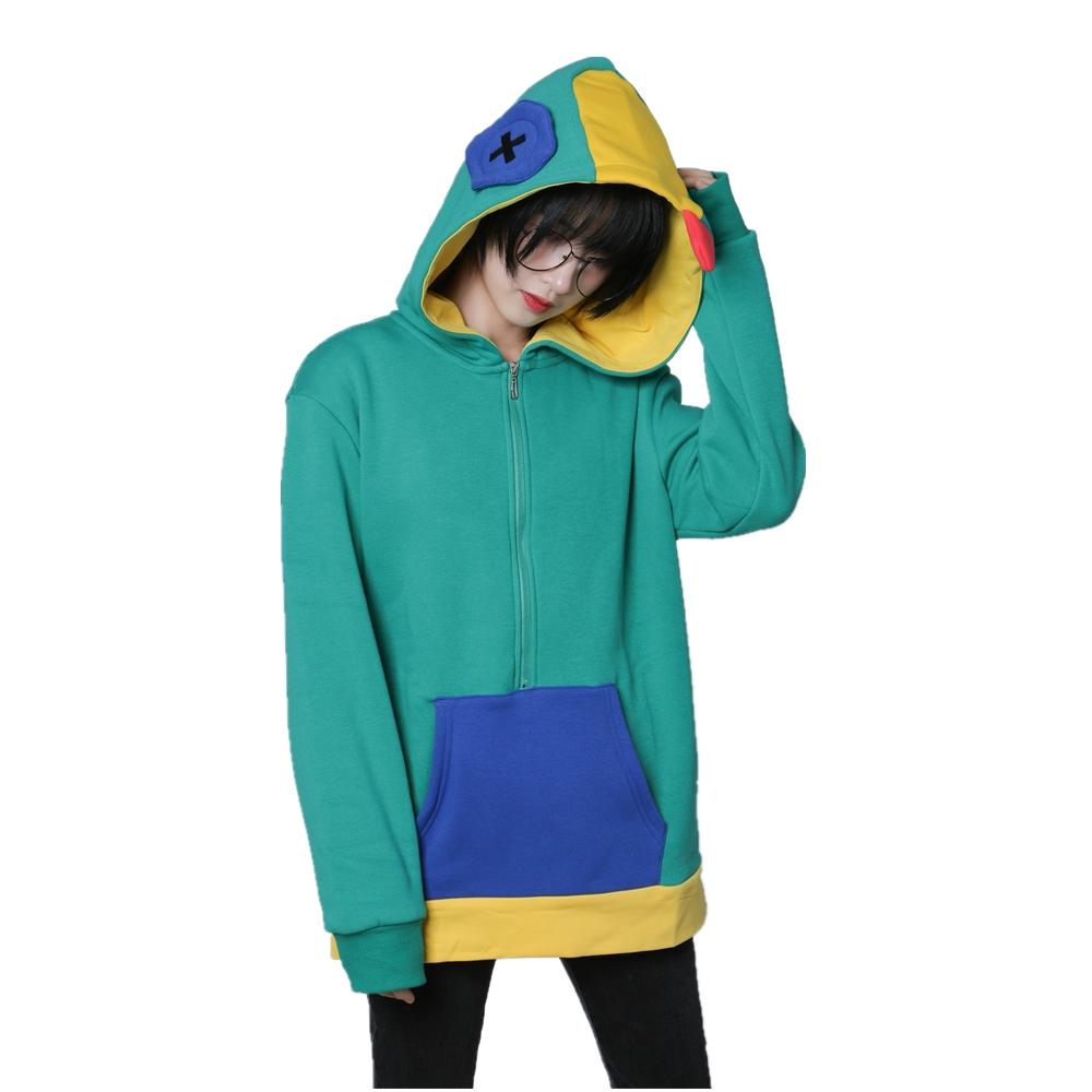 Brawl Stars Leon Cosplay Costume Hoodie Zip Up Hooded Cashmere Jacket Prosgifts - brawl star clothes