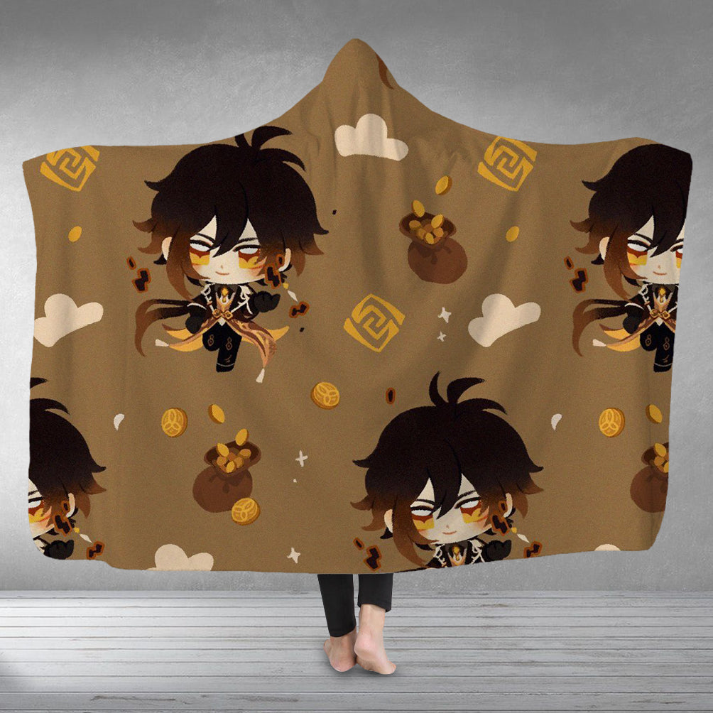 Genshin Impact Zhongli Hooded Blanket Fleece Blanket Plush Robe For Ad Prosgifts