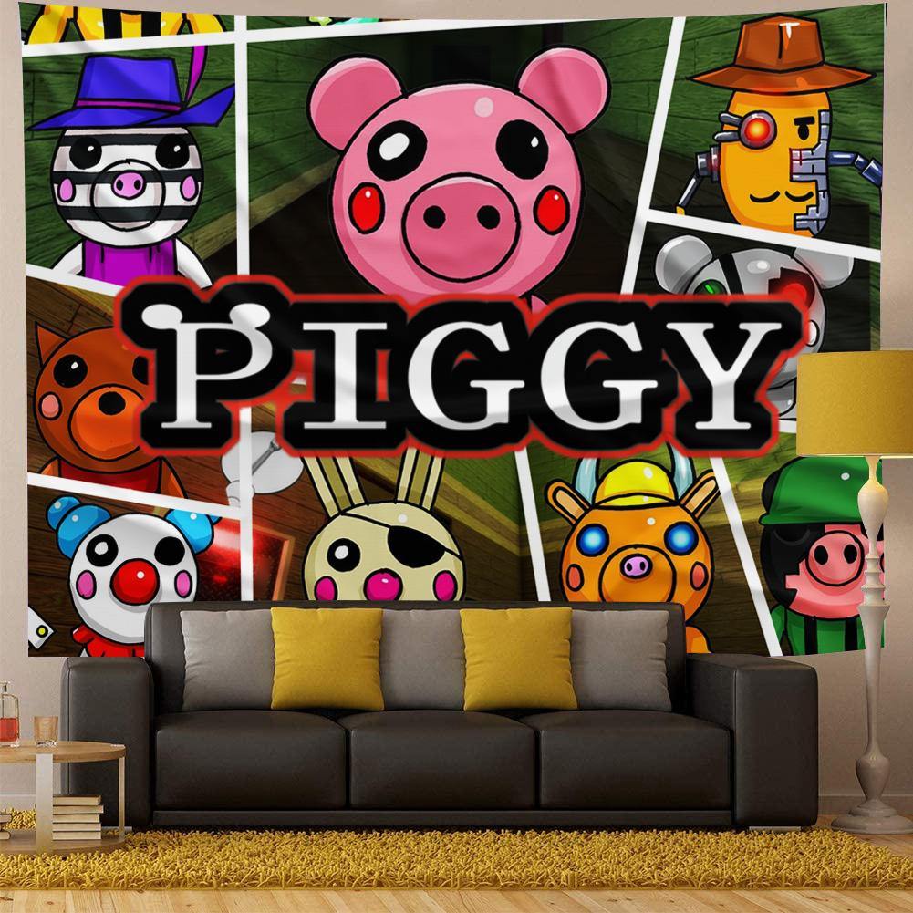 Roblox Piggy Tapestry Wall Carpet Background Fabric Painting Tapestry