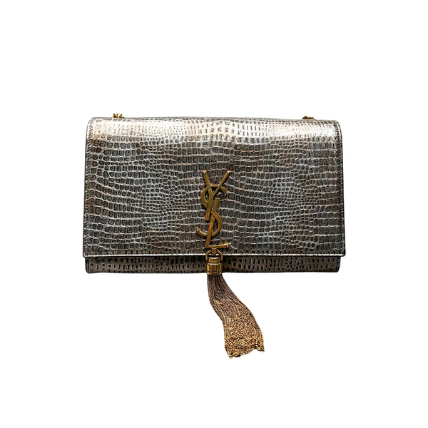 Saint Laurent Kate Belt Bag In Crocodile Embossed Leather