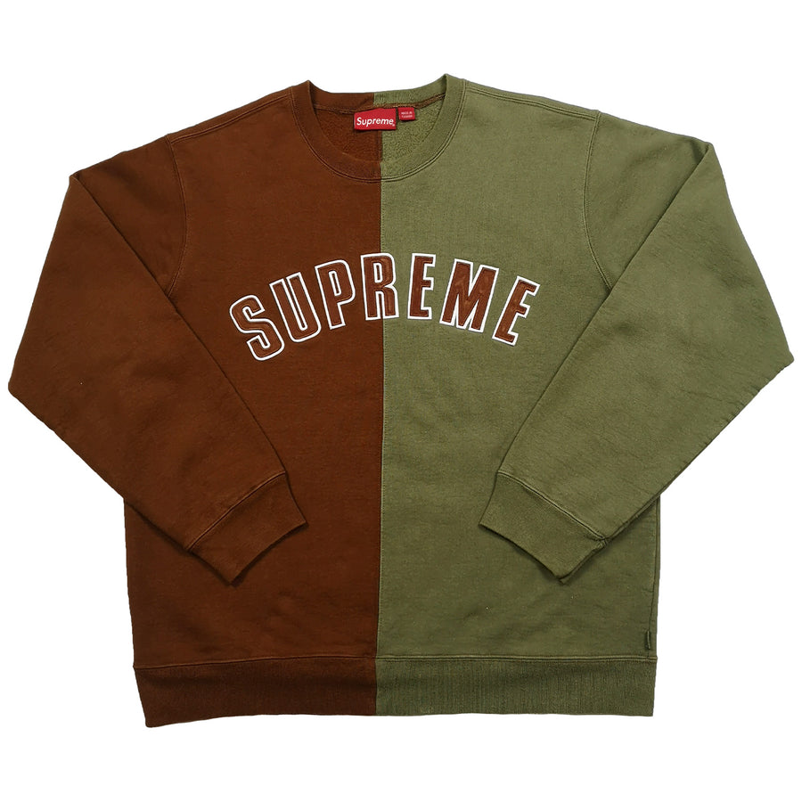 supreme split crewneck sweatshirt brown