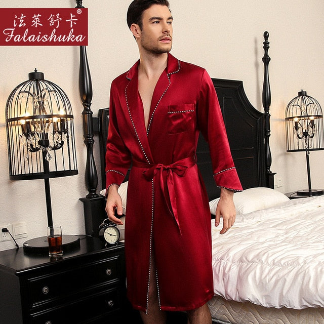 silk dressing gown red