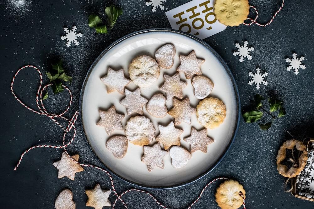 vegan Christmas cookies on a plate