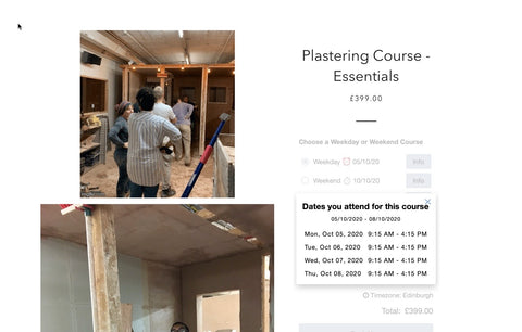 Plastering Course dates