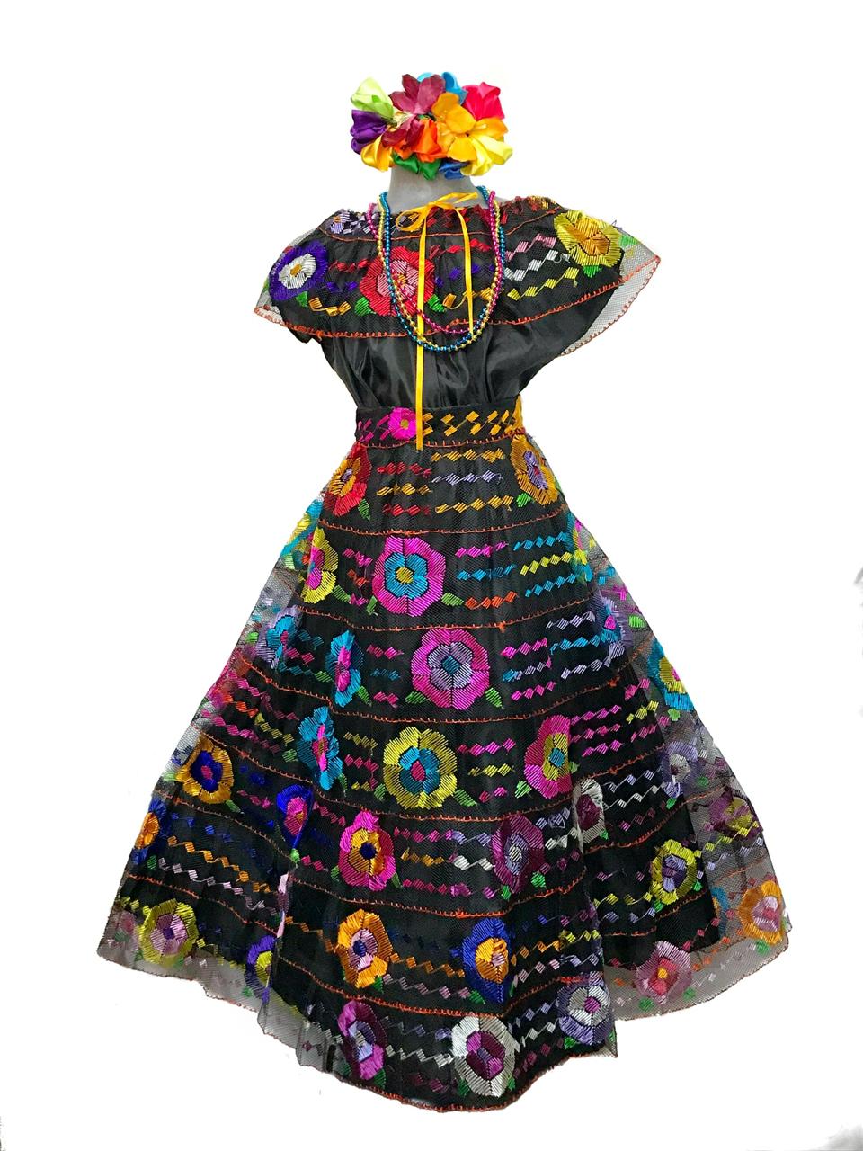 Vestido Regional Chiapas. Chiapaneca 7 Olanes. Niña 8 Años. – chido  boutique mexico