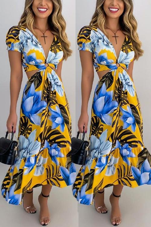 Florla Print Cut Out Maxi Dress