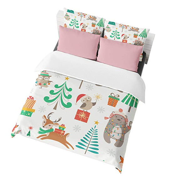 Cute Birds With Gift Kids Christmas Duvet Covers Bedding Sets