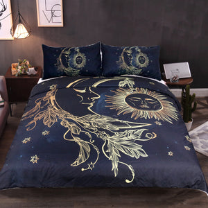 Gold And Black The Sun And Moon Duvet Covers Bedding Sets Heartcasa