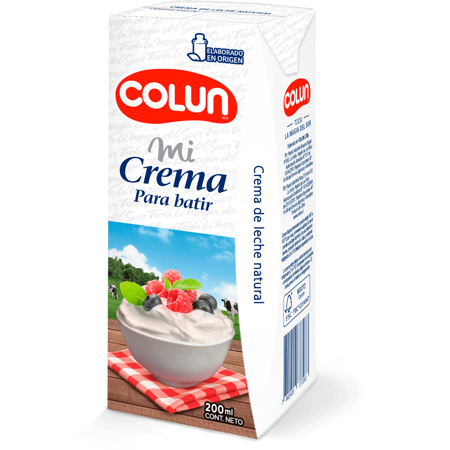 Crema colun para batir 200 ml - Amparo Reposteria