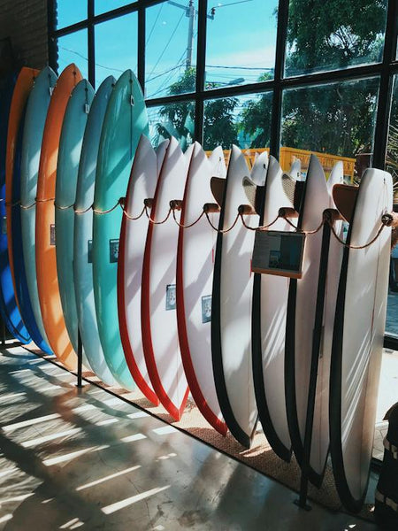 Surfboards in a rack