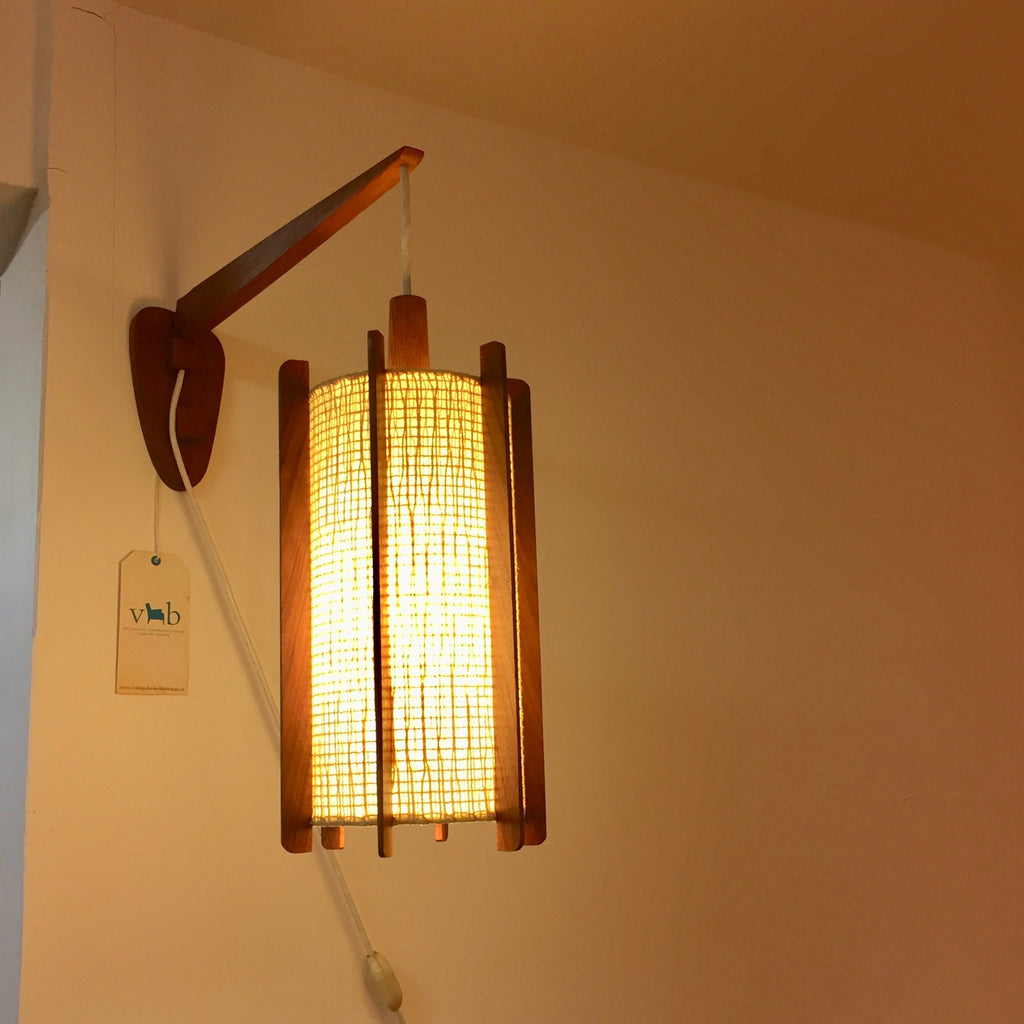 teak wall lamp