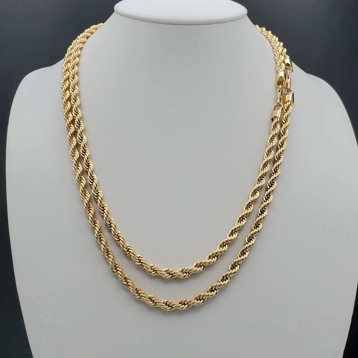 Chains - 14K Gold Plated. Rope - 6mm - Different Sizes (PACK OF 3 ...