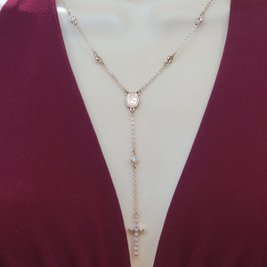 Necklace - Rose Gold Plated. Our Lady of Guadalupe. Rosary Style. *Premium Q*