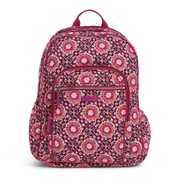 iconic campus backpack in raspberry medallion