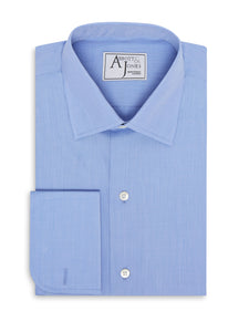 mens blue shirt with white collar and cuffs