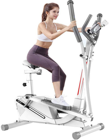 Dripex Cross Trainer Machine (2020 New Version) - 4in1 Elliptical Exercise Machine with 16 Level Adjustable Magnetic Resistance, LCD Monitor and Tablet Holder, Perfect for the home gym