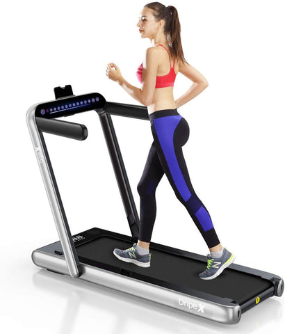 Dripex 2 in 1 Folding Treadmill, 2.25HP Under-Desk Motorized Treadmill with Bluetooth Speaker,Remote Control,LED Display,Easy Assembly, Indoor Walking Running Machine for Home Office Fitness