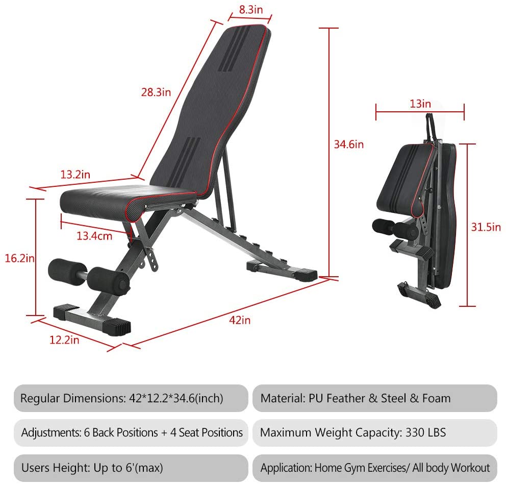 YOLEO Commercial Weight Bench, 660LBS Adjustable/Foldable Strength Tra ...