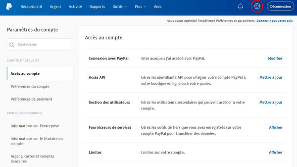 configuration solution Paypal - 2