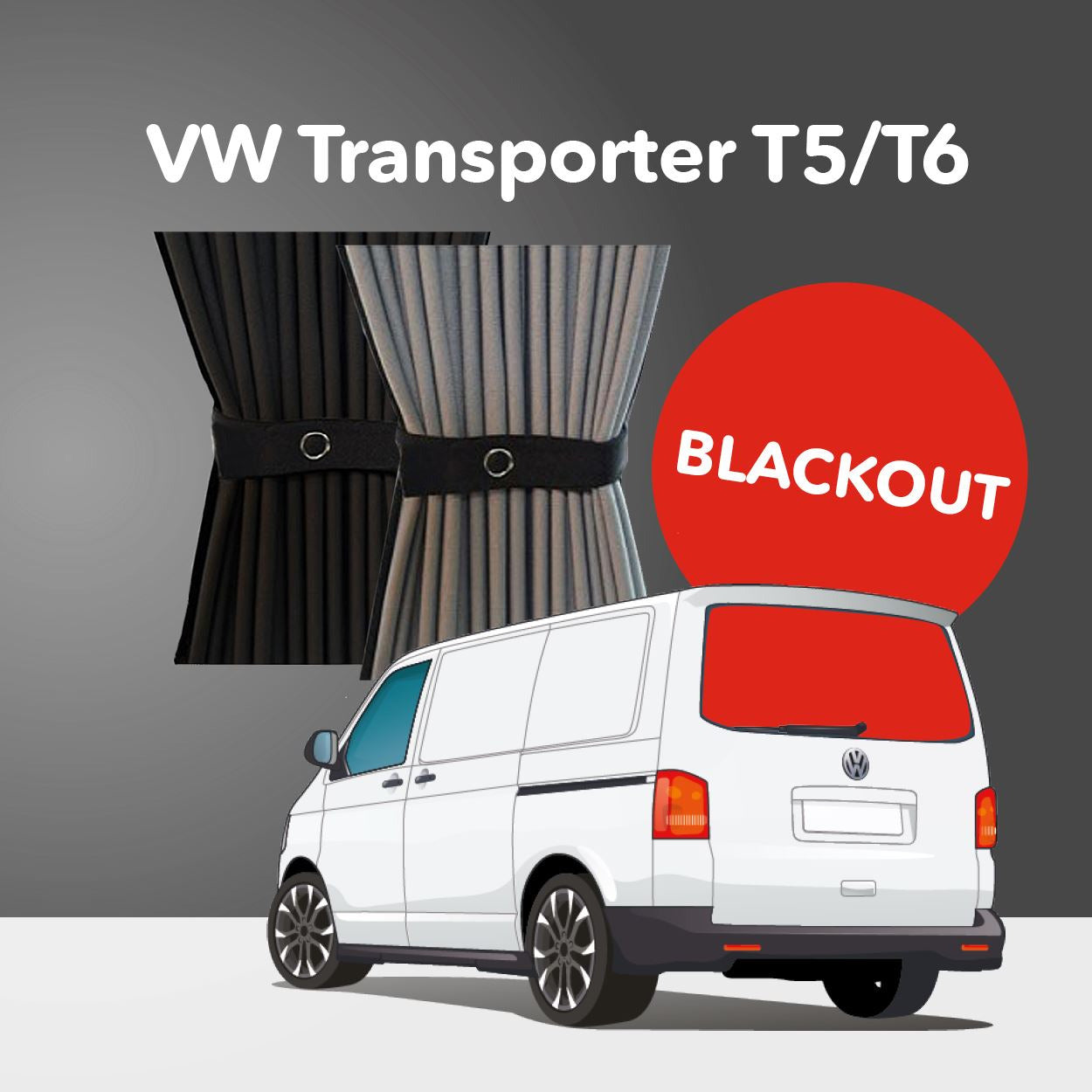 VW Transporter T5 T5.1 T6 CAB DIVIDER Blackout Curtain BLACK