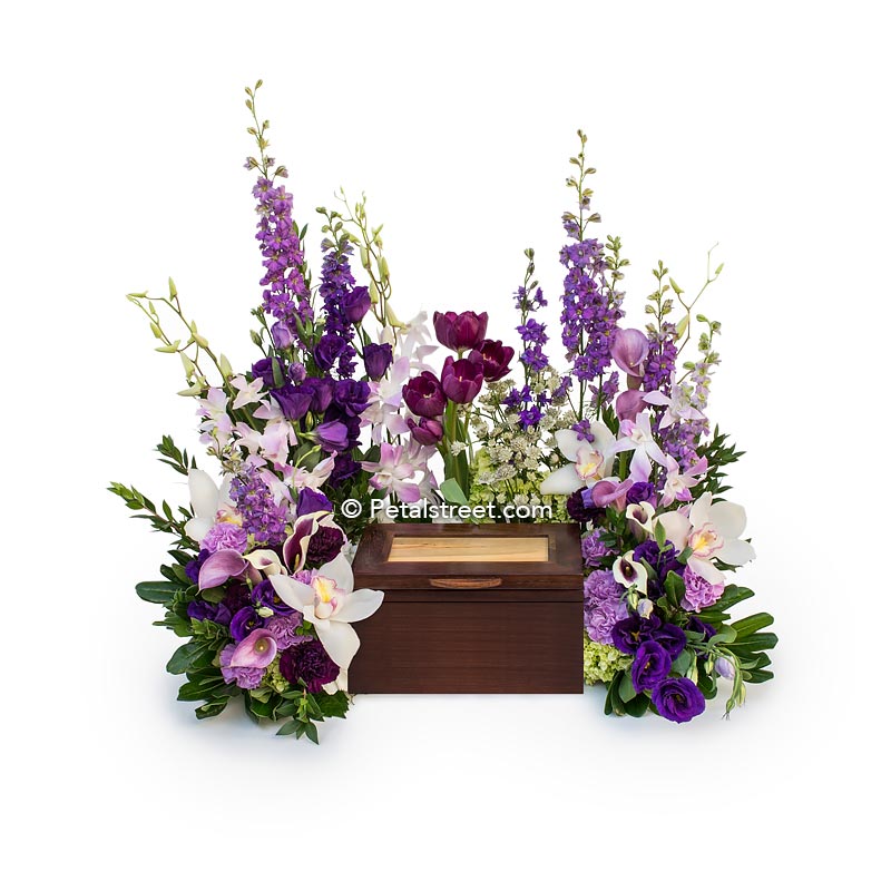Purple Flowers For Cremation Urns Petal Street Flower Co Petal Street Flower Company