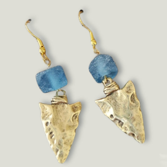 Roman glass arrow head earrings