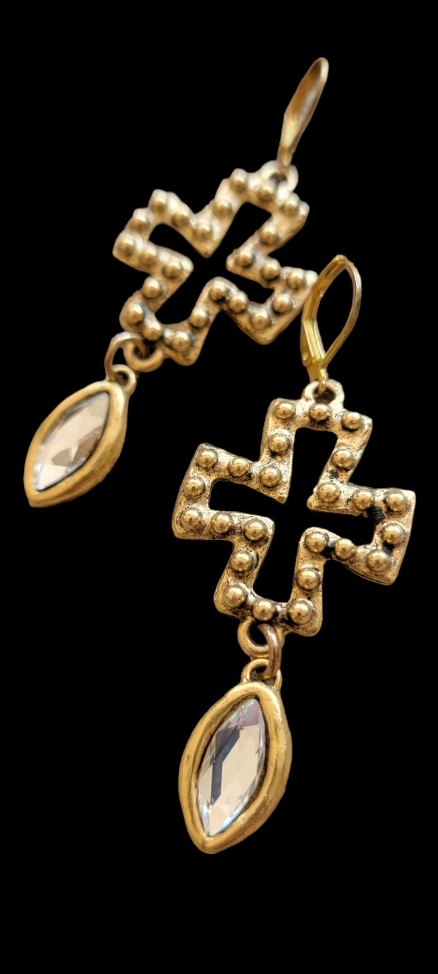 Gold cross Crystal earrings