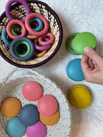 TickiT Rainbow Wooden Rings and Discs