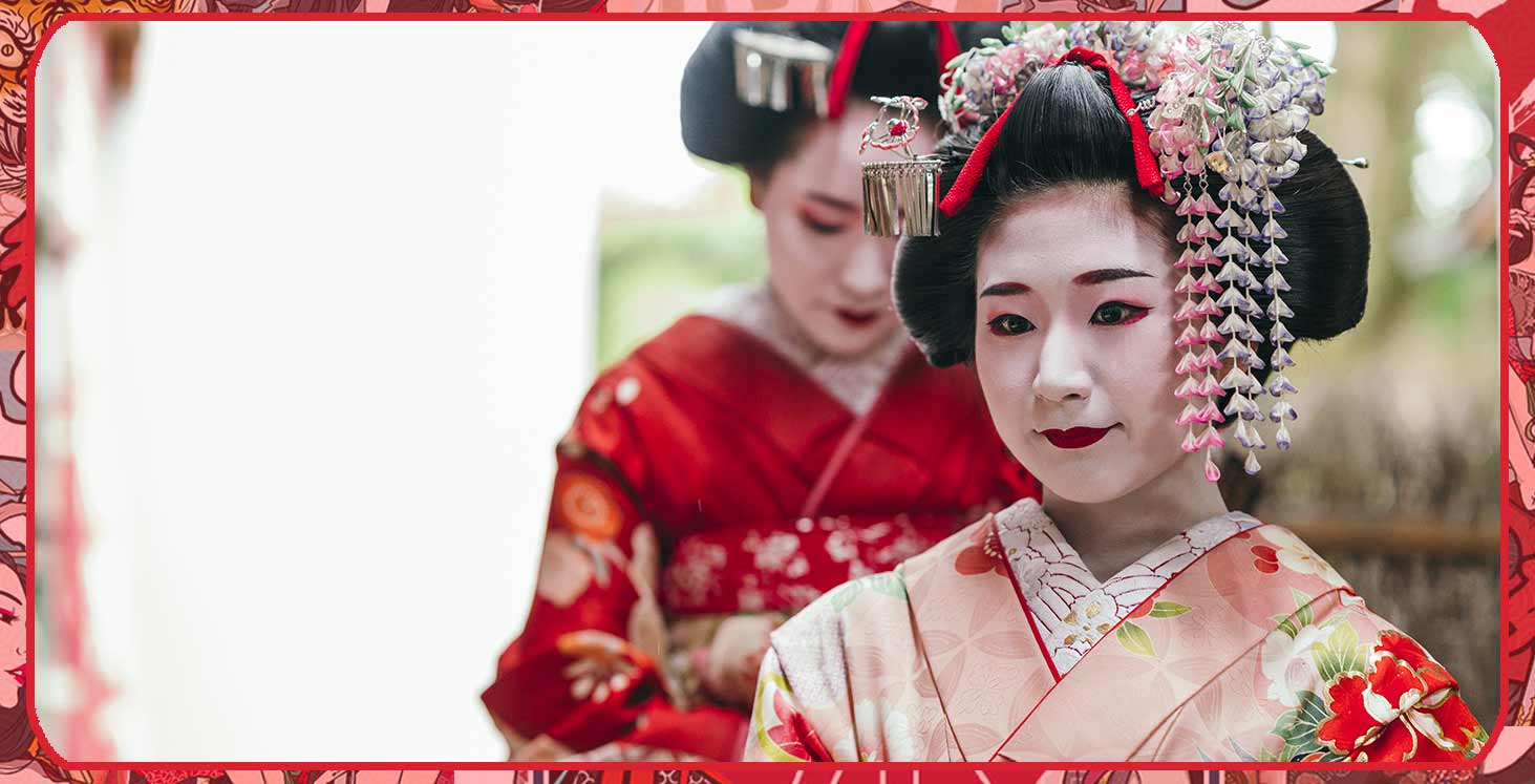 Geisha Japonaise De Maquillage Blanc Avec éventail Japonais