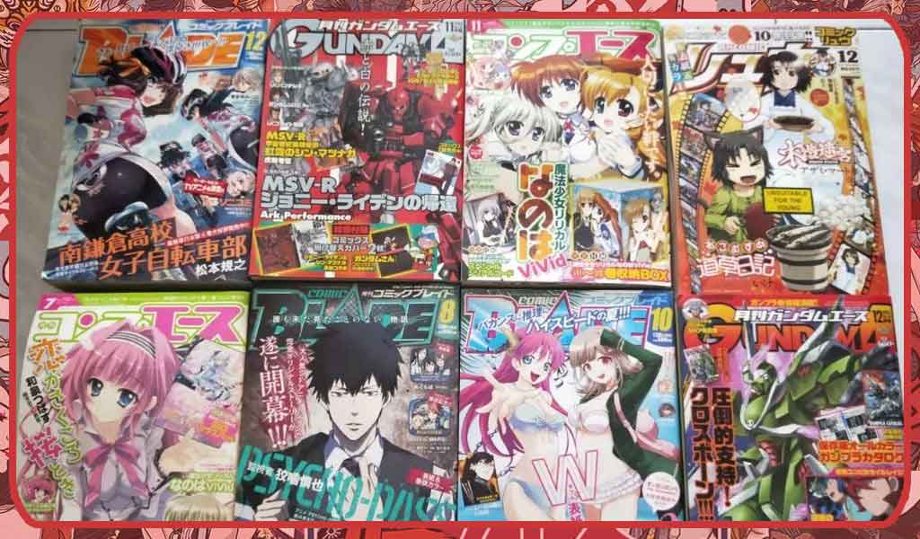 Japan Manga culture magazine with anime characters