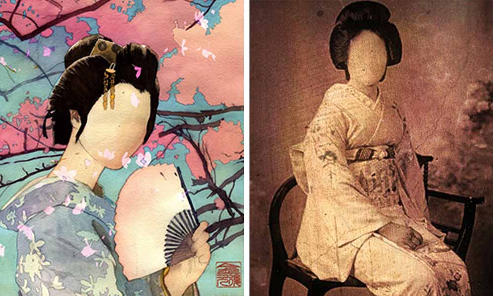 Le noppera-bo est une femme sans visage habillée avec un Kimono comme une geisha