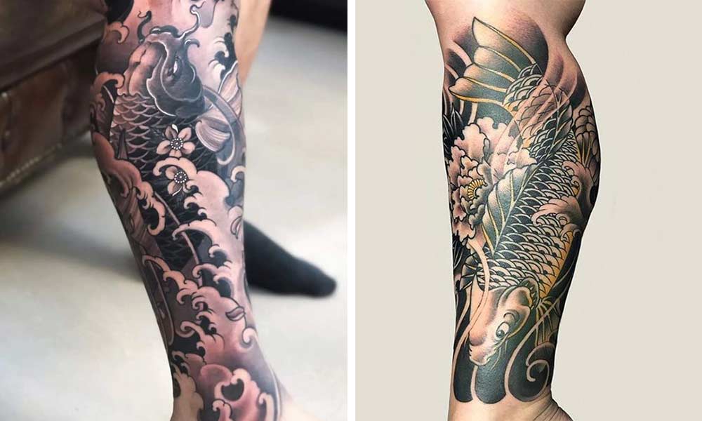 deux personnes ont sur la peau un tatouage carpe koi. Le tattoo japonais est aussi appelé Irezumi