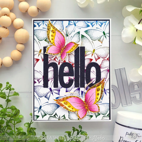 Foiled Butterflies card by Andrea Shell | Flutter Fly Fabulous Foiling Toner Card Fronts by Picket Fence Studios