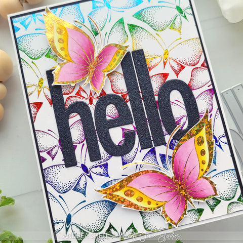 Foiled Butterflies card by Andrea Shell | Flutter Fly Fabulous Foiling Toner Card Fronts by Picket Fence Studios