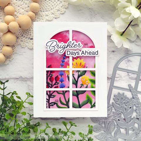 Garden Window card by Andrea Shell | Garden Topper Cover Plate Die by Picket Fence Studios
