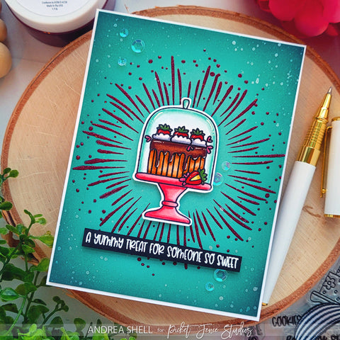 Yummy Treat card by Andrea Shell | Sugar and Calorie-Free Cake stamp by Picket Fence Studios