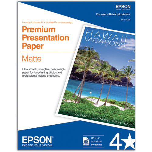 Epson® Very High Resolution Print Paper, 11 x 14, 97 (U.S.) Brightness,  44 Lb, Ream Of 50 Sheets