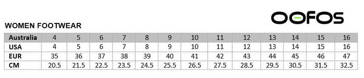 oofos size chart