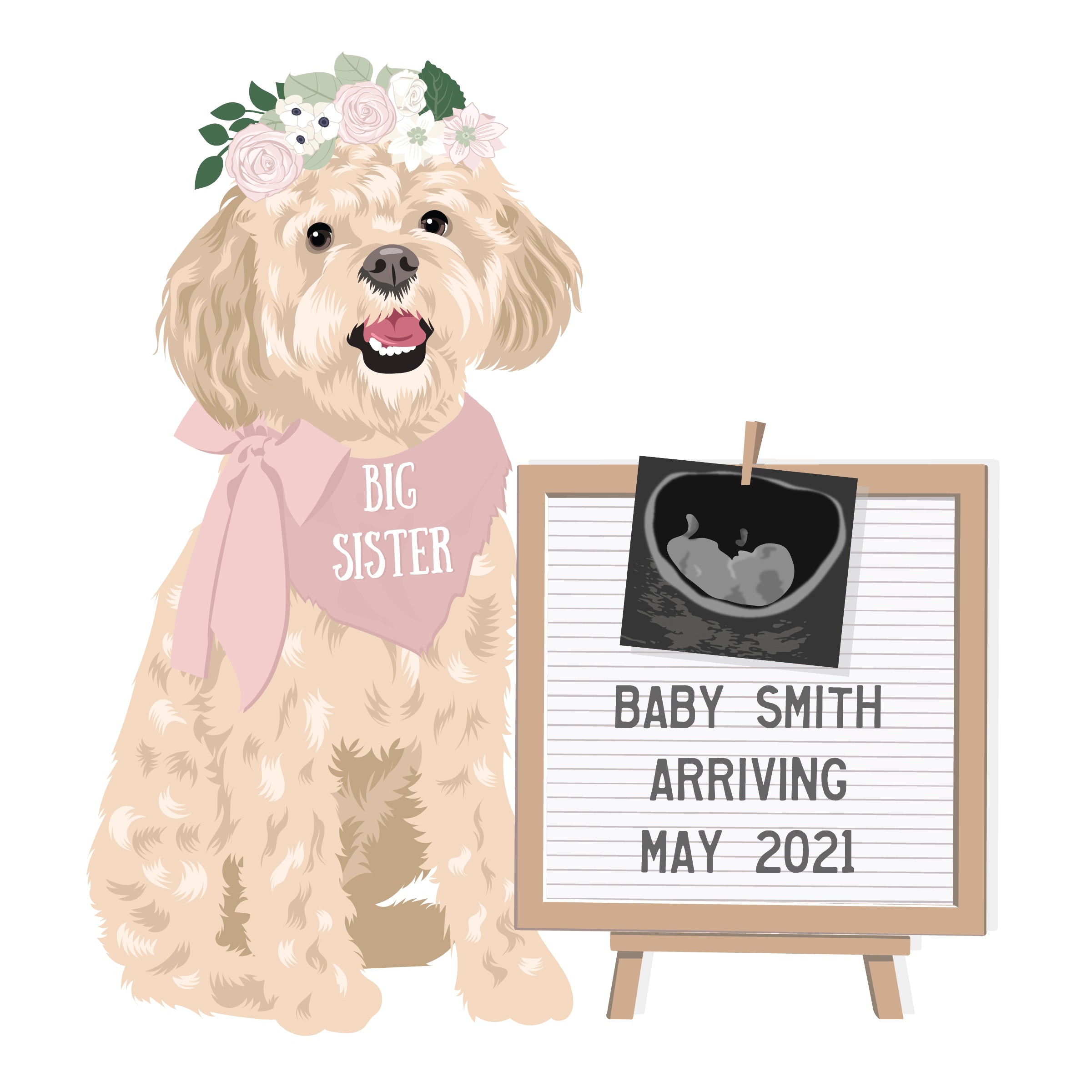 Download Pet Portrait Pregnancy Announcement Digital File And Print Set Lette