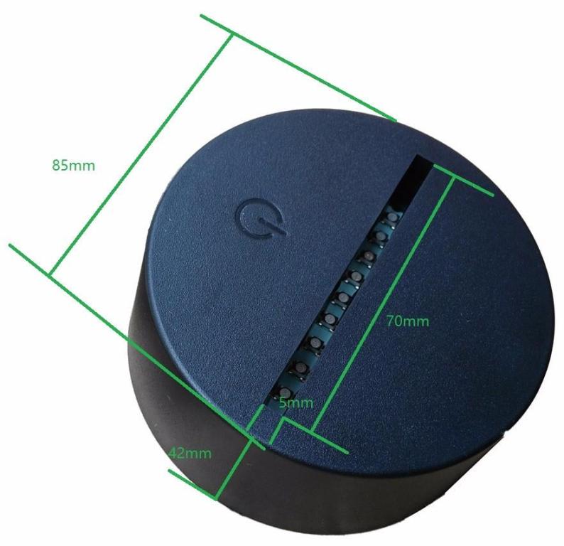 Dimensioni della basetta luminosa