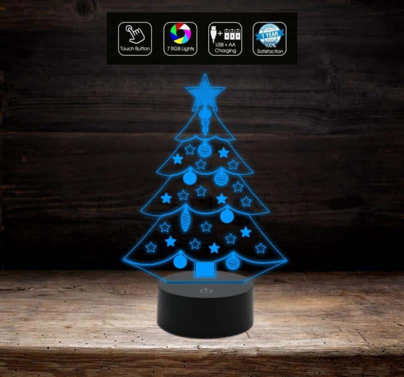 Albero Di Natale Con Led.Albero Di Natale Con Decorazione Palle Lampada A Led 7 Colori Addobbo Shop Ricomincio Da Tre