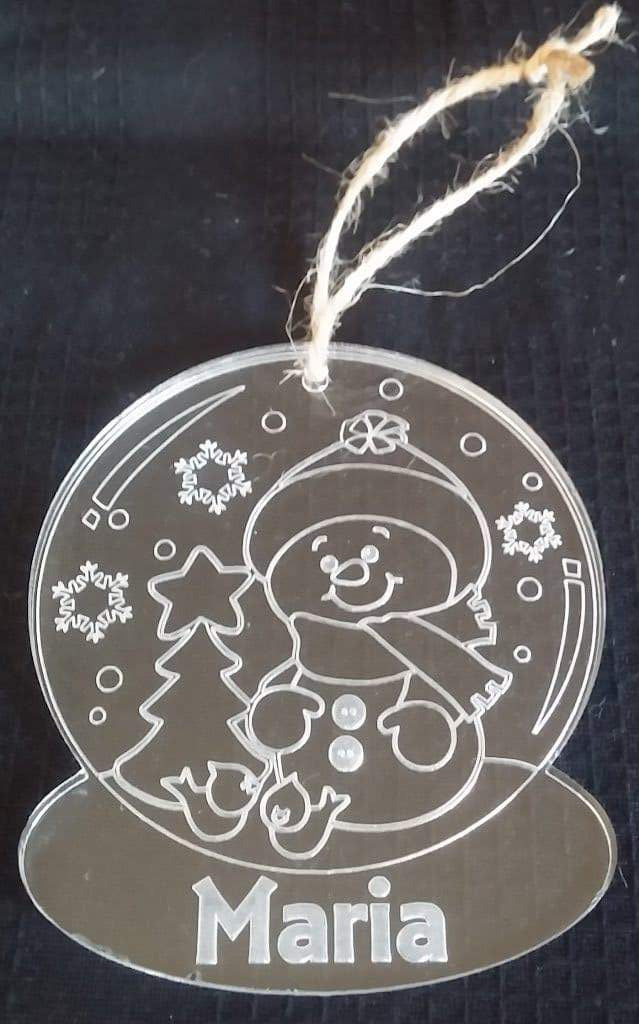 Immagini Di Natale Con Nomi.Sfera Di Natale Personalizzata Con Nome Pupazzo Di Neve E Albero Di Na Shop Ricomincio Da Tre