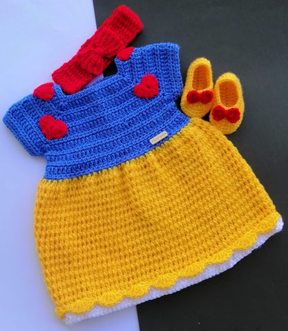 Hand Knitted Baby Sweater Princess With Head Band & Booties