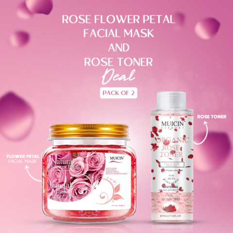MUICIN - ROSE FLOWER PETAL FACIAL MASK AND ROSE TONER DEAL