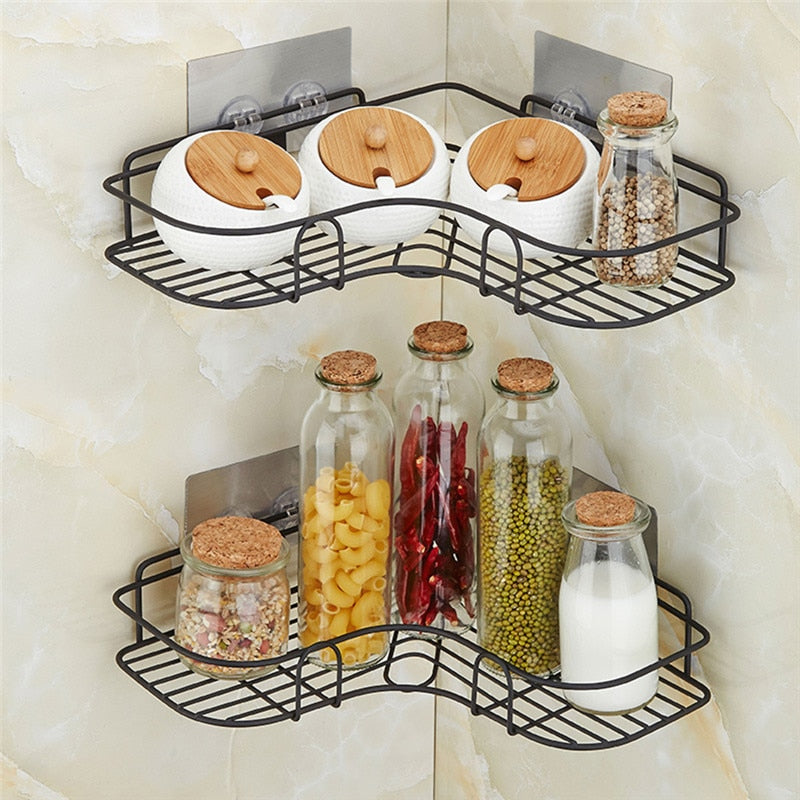 Bathroom Corner Shelf Wrought Iron Rack For Kitchen Accessories